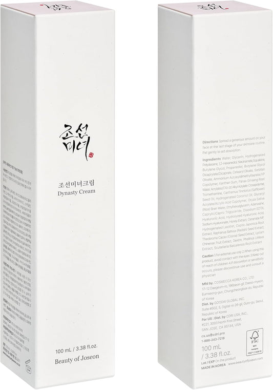 Dynasty Cream Hydrating Face Moisturizer for Dry, Sensitive Skin, Korean Skincare for Men and Women 100Ml, 3.38 Fl.Oz