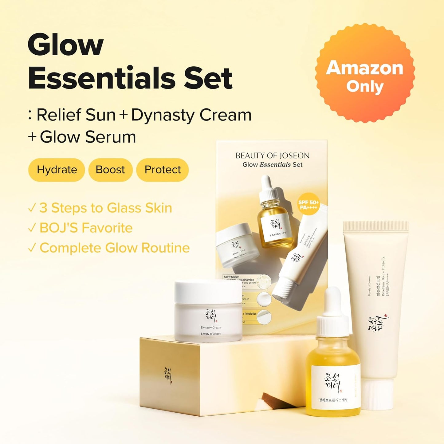 Glow Essentials Set​ㅣRelief Sun + Dynasty Cream + Glow Serum | Daily Korean Skincare Kit