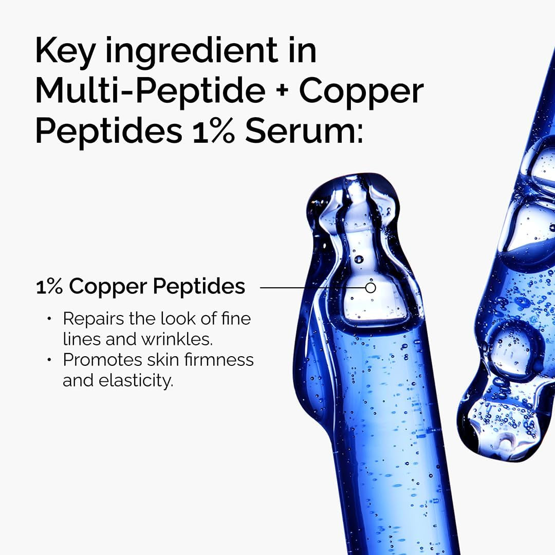 The Ordinary Multi-Peptide + Copper Peptides 1%, Anti-Aging Serum for Reducing Fine Lines and Skin Elasticity, Ghk-Cu Helps Boost Collagen and Elastin Production, 30Ml