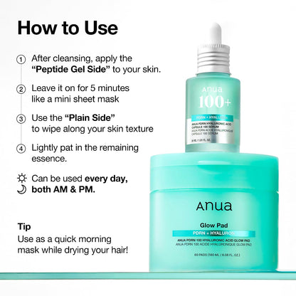 PDRN 100 Hyaluronic Acid Glow Pad, Hydrating Dual-Textured Toner Pads, Salmon DNA & Collagen Face Pads for Glass Skin Glow & Makeup Prep, Sensitive & Dry Skin, Korean Skincare, 180Ml, 60 Pads