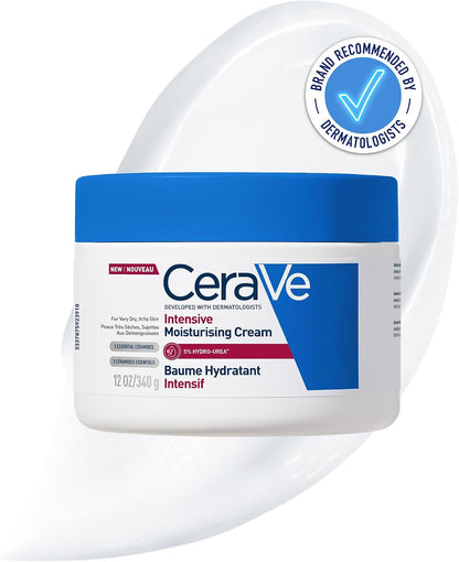 Cerave Intensive Moisturising Cream, Body Moisturiser with Hyaluronic Acid, 3 Essential Ceramides, Dry Skin Moisturiser Skin Care, Itch-Relief Cream, 340G