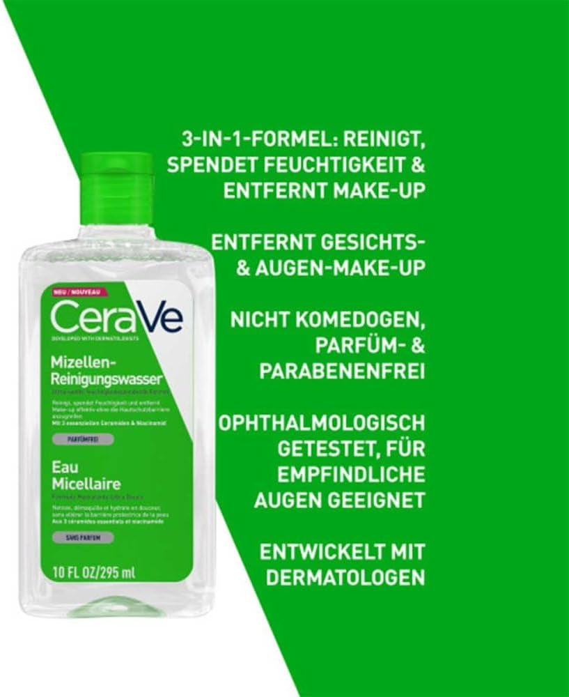 Cerave Micellar Cleansing Water with Niacinamide and 3 Essential Ceramides for All Skin Types 295Ml