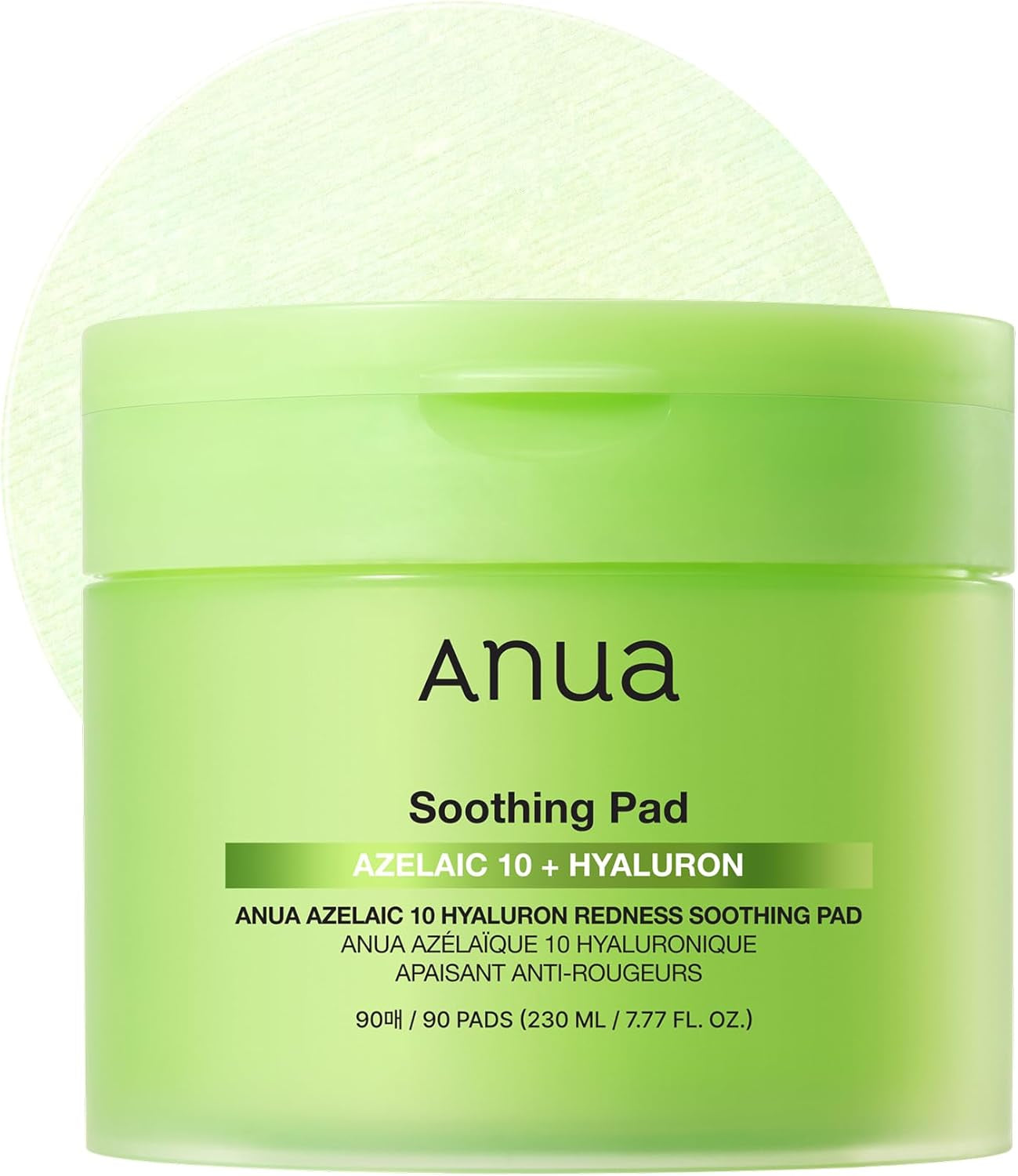 Azelaic Acid 10 Hyaluronic Acid Soothing Toner Pads, Hydrating Facial Mask for Redness, Pore & Blemish Care, Quick & Easy Stretchable Formula, Korean Skincare, 90 Pads