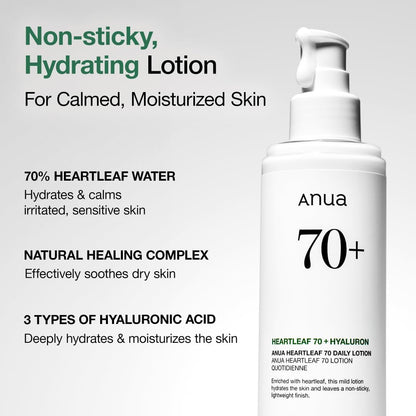 Heartleaf Daily Lotion, Lightweight Face Moisturizer with Hyaluronic Acid, Gentle & Calming Face Cream for Soothing, Hydration, & Moisture Barrier for Dry Skin, Korean Skincare, 200Ml