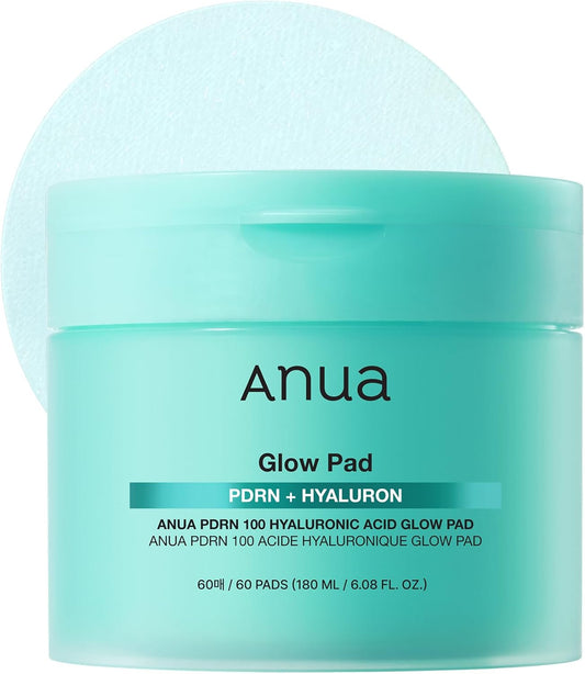 PDRN 100 Hyaluronic Acid Glow Pad, Hydrating Dual-Textured Toner Pads, Salmon DNA & Collagen Face Pads for Glass Skin Glow & Makeup Prep, Sensitive & Dry Skin, Korean Skincare, 180Ml, 60 Pads