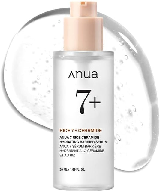 Rice Ceramide 7 Hydrating Barrier Serum, Moisturizing Face Serum, Non-Comodogenic, Hyaluronic Acid, Niacinamide, Lightweight, Fragrance Free, Sensitive Dry Skin, Korean Skincare, 1.69 Fl.Oz
