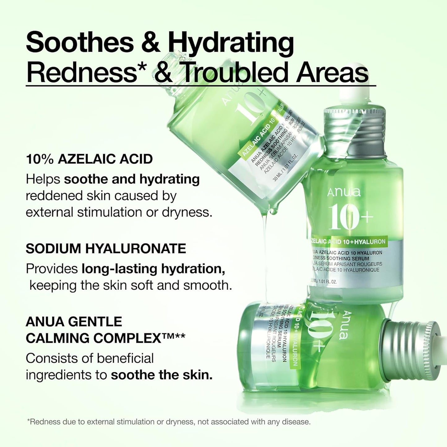 Azelaic Acid 10 Hyaluron Redness Soothing Serum, Facial Serum for Blemish-Prone & Oily-Prone Skin, Lightweight & Hydrating Blemish Care, Hyaluronic Acid, Korean Skincare, 30Ml