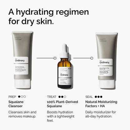 100% Plant-Derived Squalane, for Skin and Hair, Lightweight Hydration, and Moisture Barrier Support, 30Ml