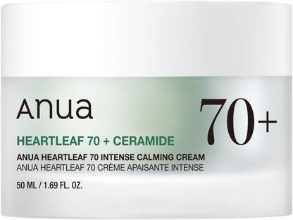 Heartleaf 70 Intense Calming Cream with Ceramide & Panthenol, Face Moisturizer for Dry & Dehydrated Skin, Barrier Repair, Glass Skin Hydration, Fragrance-Free, Korean Skin Care, 50Ml