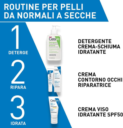 Cerave AM Facial Moisturising Lotion SPF50 with 3 Essential Ceramides, Vitamin E, Niacinamide, MVE Technology, UVA UVB Protection, for Normal to Dry Skin, Lightweight, Non-Greasy, Allergy Tested, 52Ml