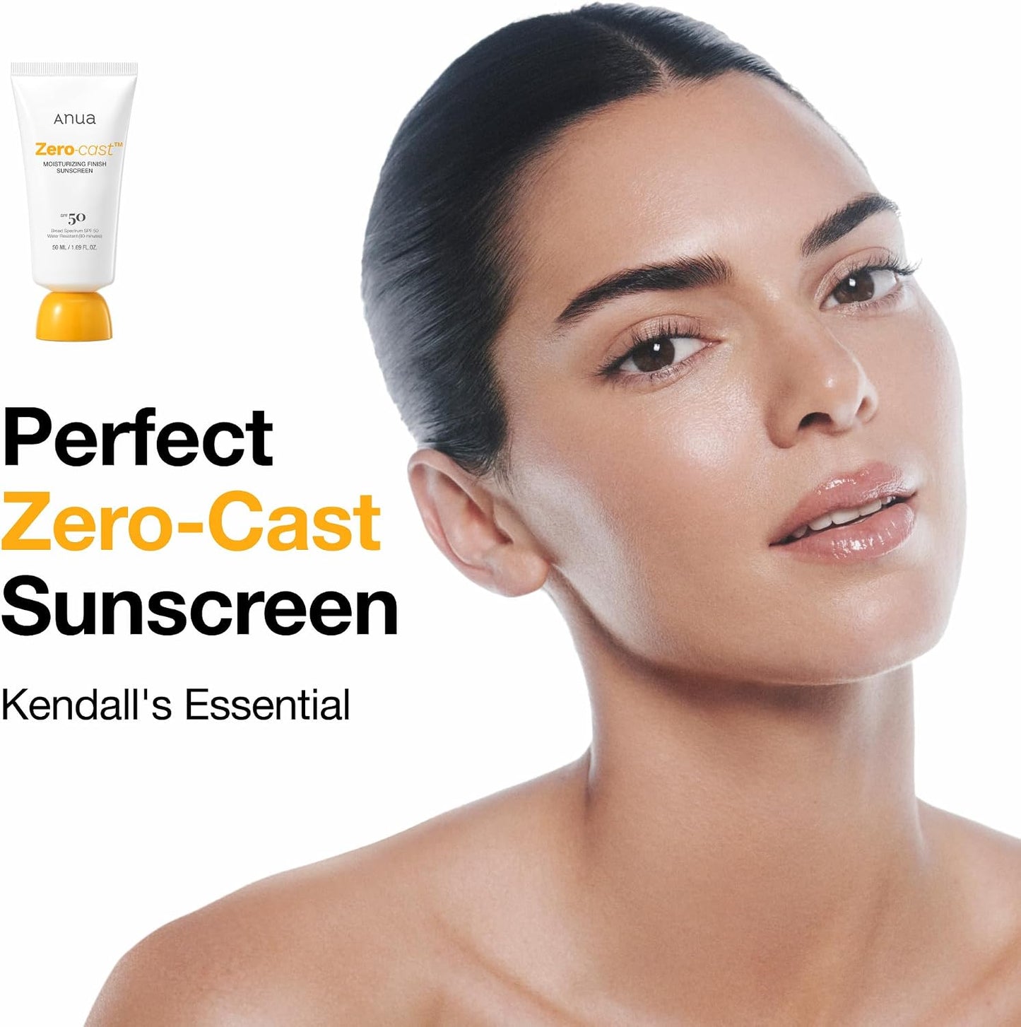 Zero-Cast Moisturizing Sunscreen SPF 50, Glow Natural Sun Cream for Face, No White Cast, Hyaluronic Acid, Niacinamide, Oil-Free, Korean Skincare, 1.69 Fl.Oz