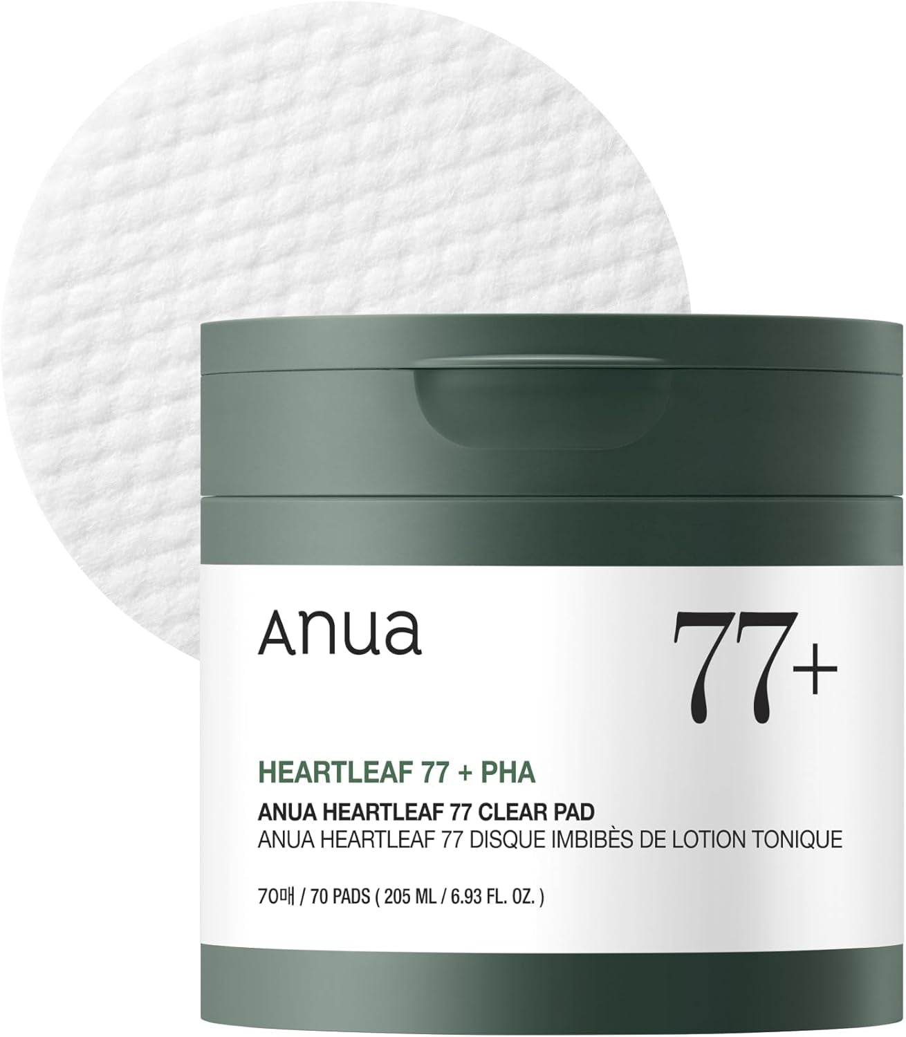 Heartleaf 77 Toner Pads, Daily Exfoliating Formula for Smooth Texture with Centella & PHA, Dual-Textured Pore Refining Sheet, Non-Comedogenic, Korean Skincare, 70 Count