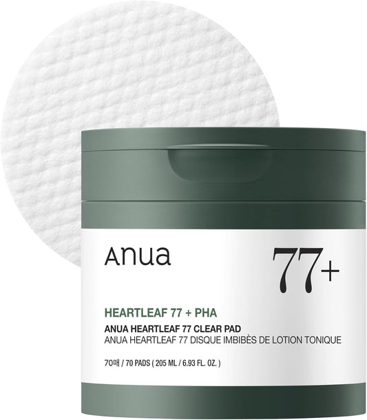 Heartleaf 77 Toner Pads, Daily Exfoliating Formula for Smooth Texture with Centella & PHA, Dual-Textured Pore Refining Sheet, Non-Comedogenic, Korean Skincare, 70 Count