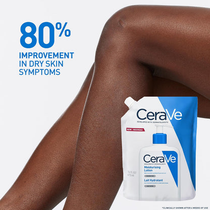 Cerave Moisturising Lotion Refill for Dry to Very Dry Skin, 473Ml | Lighweight Daily Hydrating Face & Body Moisturiser with Hyaluronic Acid, Ceramides, MVE Technology. Fragrance-Free.