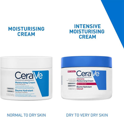 Cerave Intensive Moisturising Cream, Body Moisturiser with Hyaluronic Acid, 3 Essential Ceramides, Dry Skin Moisturiser Skin Care, Itch-Relief Cream, 340G