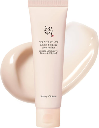 Revive Firming Moisturizer Ginseng Ceramide + Fermented Retinol for Dry, Sensitive Skin Korean Skincare for Women and Men, 60Ml