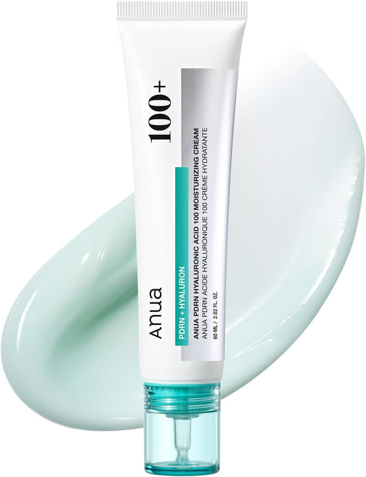 PDRN Hyaluronic Acid 100 Moisturizing Cream, Lightweight, Non-Greasy Hydrating Face Moisturizer with Salmon DNA for Glass Skin, Korean Skincare, 2.02 Fl.Oz