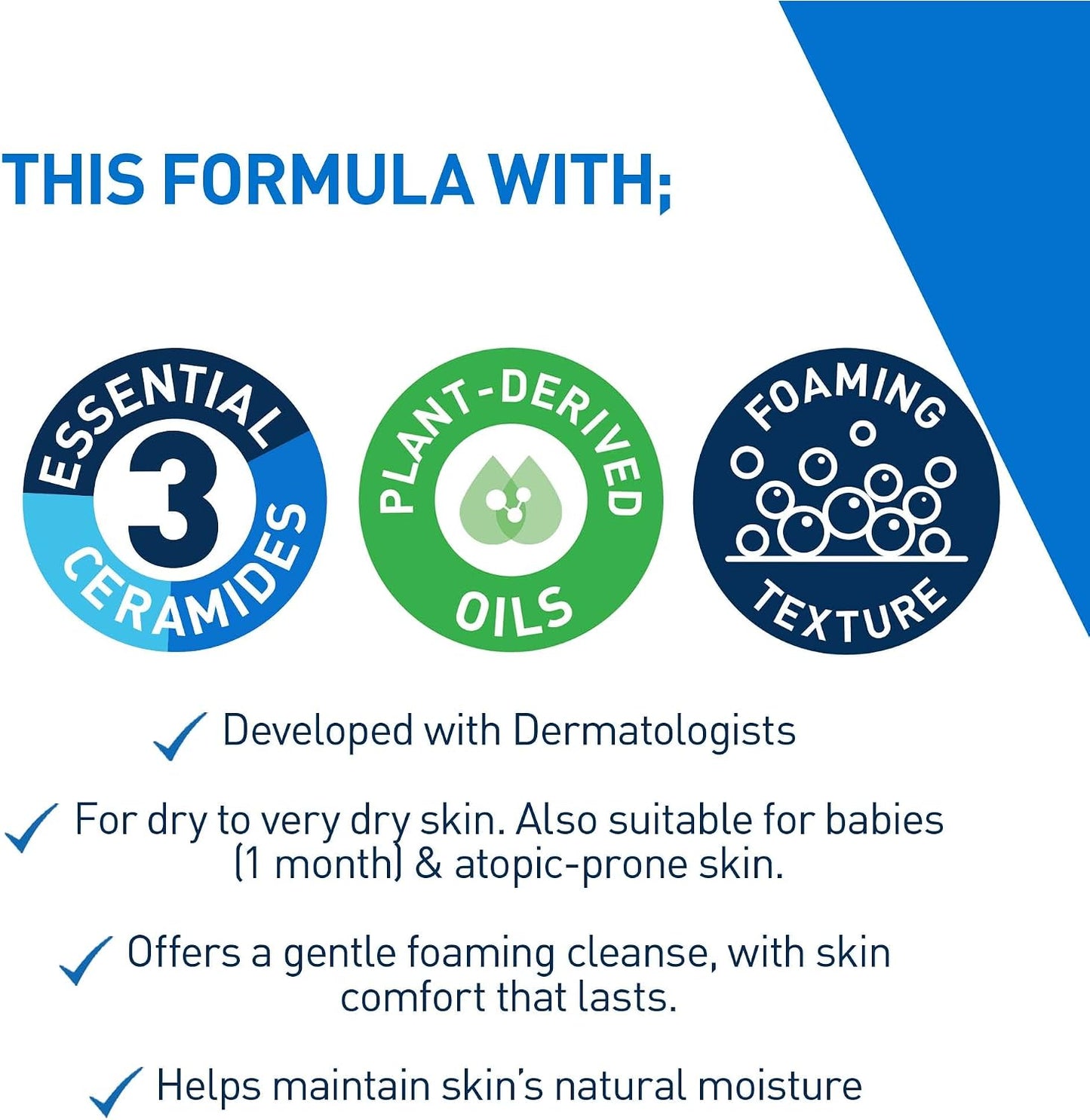 Cerave Hydrating Foaming Oil Cleanser with 3 Essential Ceramides, Triglyceride, & Squalane, Oil-To-Foam Formula for Normal to Very Dry Skin, Face & Body Cleanser, Dermatologist Developed