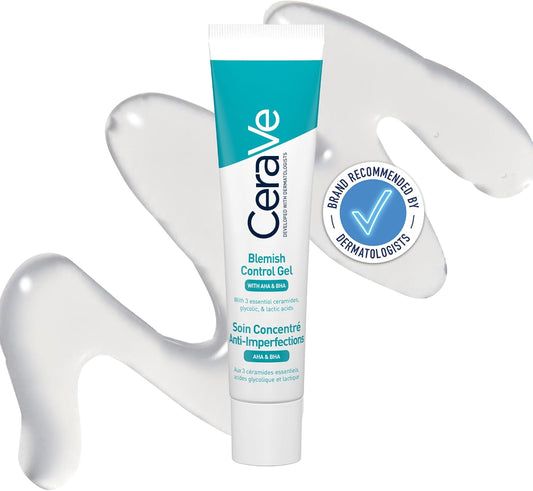 Cerave Blemish Control Gel Moisturiser with 2% Salicylic Acid, Niacinamide, & 3 Essential Ceramides, Blemish-Prone Skin, Dermatologist Developed, 40Ml