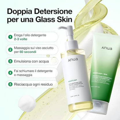 Double Cleansing Duo for Facial Cleansing, Heartleaf Pore Control Cleansing Oil & Quercetinol Deep Cleansing Foam, Makeup Remover Face Wash, Blackhead Care, Korean Skincare