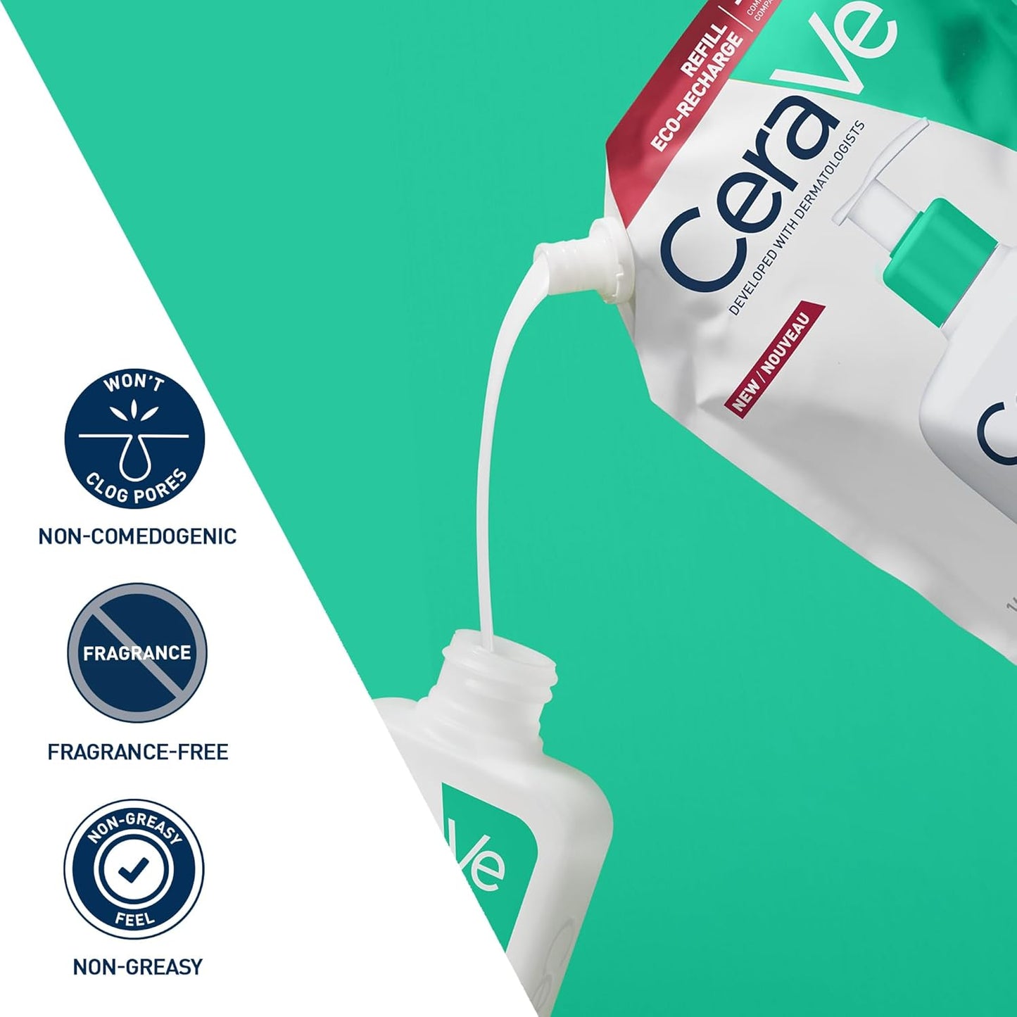 Cerave Foaming Cleanser Refill Face Wash for Normal to Oily Skin, 236Ml | Gentle Foaming Cleanser with Niacinamide, 3 Essential Ceramides, Removes Excess Oil, Fragrance-Free, Dermatologist Developed