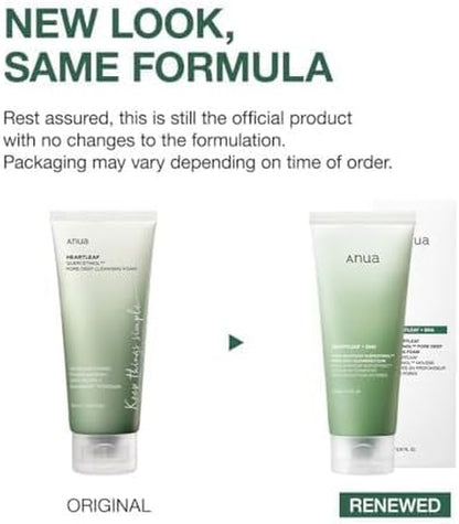 Heartleaf Quercetinol Pore Deep Cleansing Foam, Facial Cleanser, for Double Cleansing, BHA, Hyaluronic Acid, Glycerin, Face Wash, Blackhead Remover, Korean Skincare, 5.07 Fl.Oz