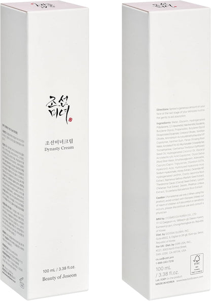 Dynasty Cream Hydrating Face Moisturizer for Dry, Sensitive Skin, Korean Skincare for Men and Women 100Ml, 3.38 Fl.Oz