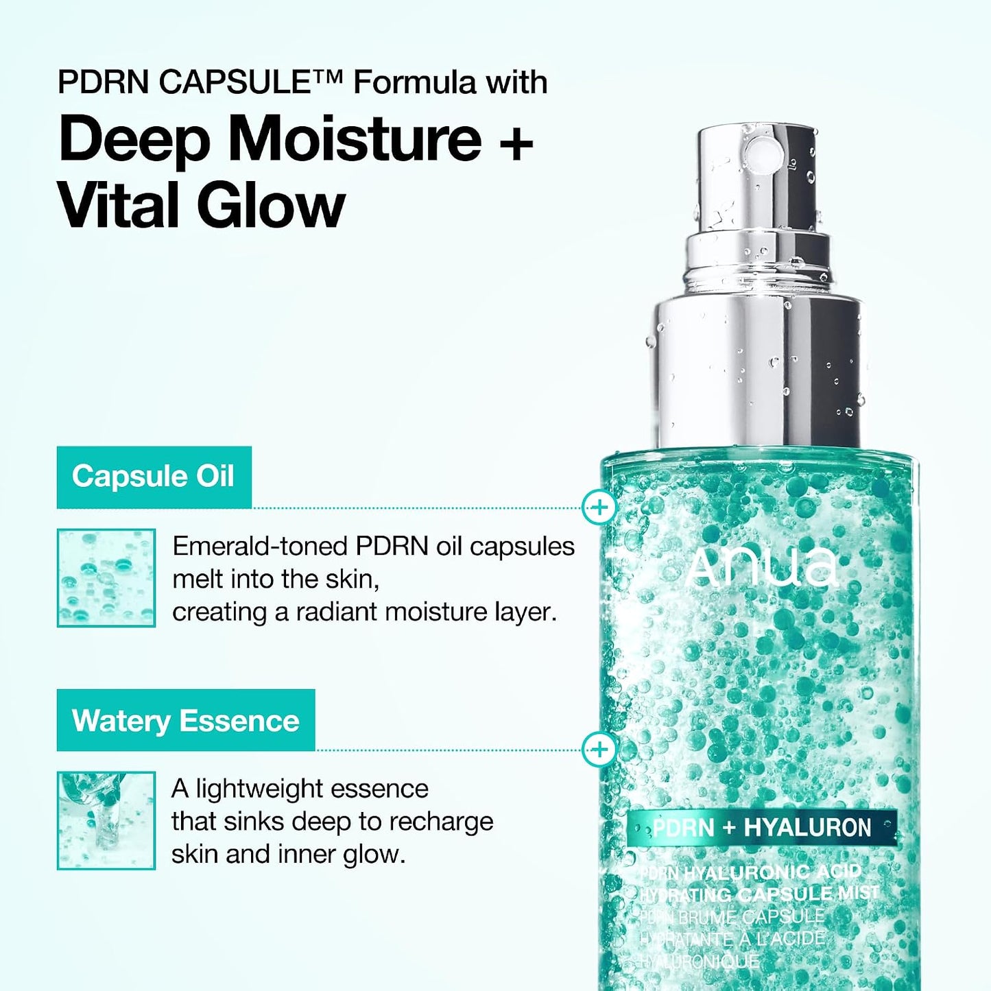 PDRN Collagen Glow Facial Serum Spray, Hydrating Face Mist, Hyaluronic Acid, Dewy Glass Finish, All Skin Types, Instant Plumping Hydration, Firming Care, Korean Skincare, 100Ml