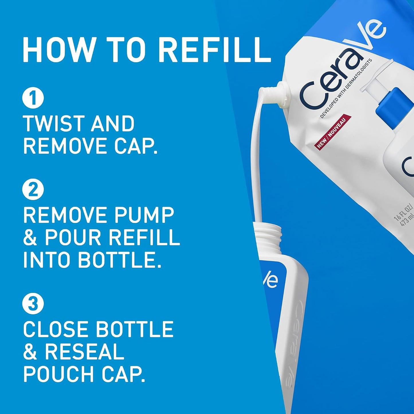 Cerave Moisturising Lotion Refill for Dry to Very Dry Skin, 473Ml | Lighweight Daily Hydrating Face & Body Moisturiser with Hyaluronic Acid, Ceramides, MVE Technology. Fragrance-Free.