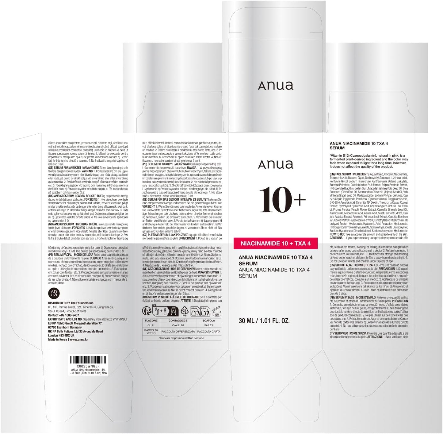 Niacinamide 10 + TXA 4 Serum, Dark Spot Care, Hyaluronic Acid, Tranexamic Acid, Lightweight & Hydrating All-In-One Daily Facial Serum for Glass Skin, Korean Skincare, 30Ml