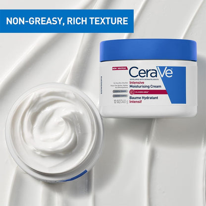 Cerave Intensive Moisturising Cream, Body Moisturiser with Hyaluronic Acid, 3 Essential Ceramides, Dry Skin Moisturiser Skin Care, Itch-Relief Cream, 340G