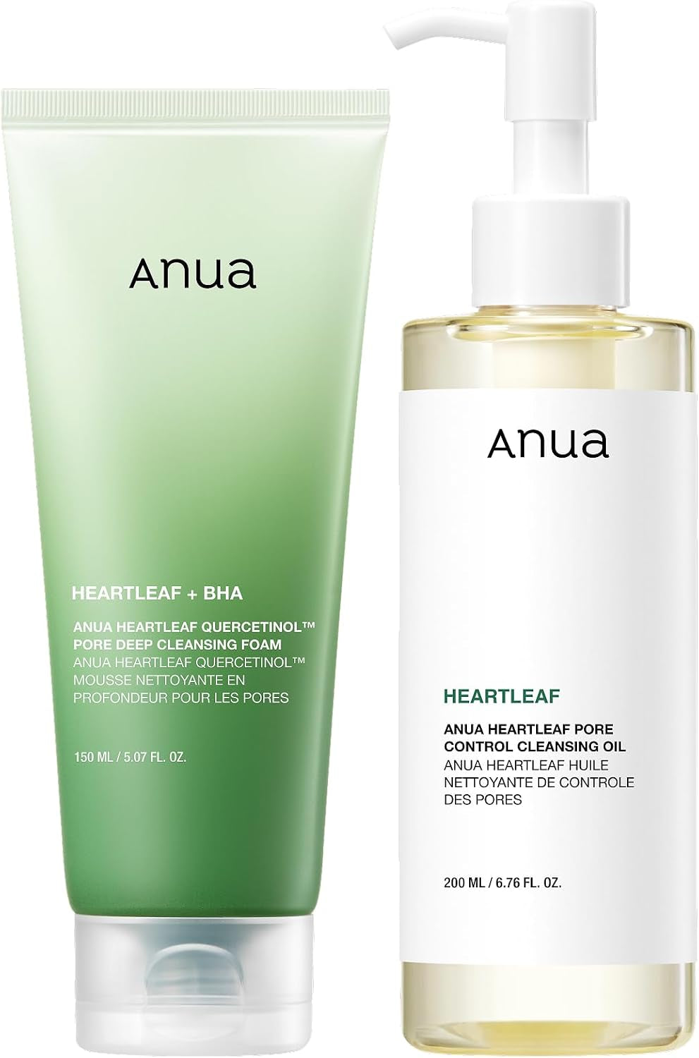 Double Cleansing Duo for Facial Cleansing, Heartleaf Pore Control Cleansing Oil & Quercetinol Deep Cleansing Foam, Makeup Remover Face Wash, Blackhead Care, Korean Skincare