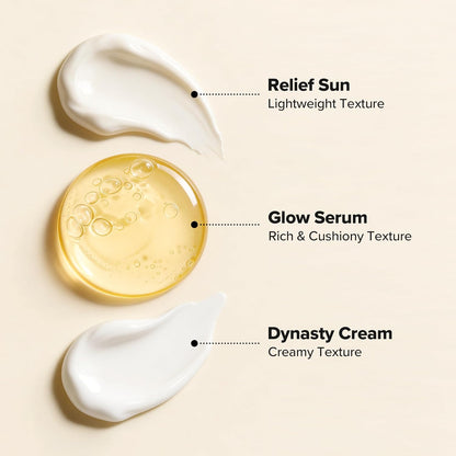 Glow Essentials Set​ㅣRelief Sun + Dynasty Cream + Glow Serum | Daily Korean Skincare Kit