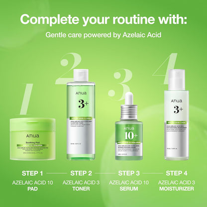 Azelaic Acid 10 Hyaluron Redness Soothing Serum, Facial Serum for Blemish-Prone & Oily-Prone Skin, Lightweight & Hydrating Blemish Care, Hyaluronic Acid, Korean Skincare, 30Ml