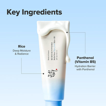 Relief Sun Aqua-Fresh Rice Seed Water + Panthenol | Daily Korean Skincare and Korean Sunscreen for Oily Skin, Lightweight, Non-Sticky, and Less White Cast 50 Ml, 1.69 Fl. Oz.