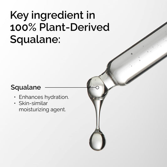 100% Plant-Derived Squalane, for Skin and Hair, Lightweight Hydration, and Moisture Barrier Support, 30Ml