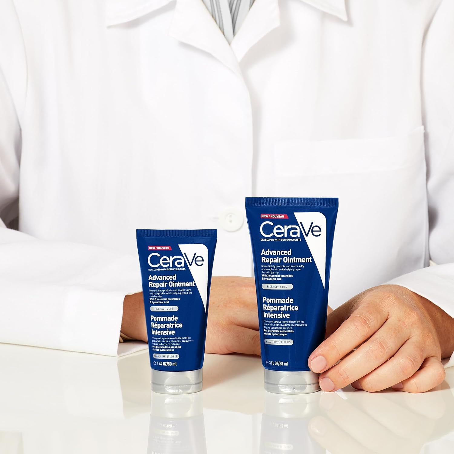 Cerave Advanced Repair Ointment for Very Dry Chapped Skin with 3 Essential Ceramides, Pharmaceutical-Grade Petrolatum, Hyaluronic Acid, Face Body & Lips, Dermatologist Developed, 88Ml