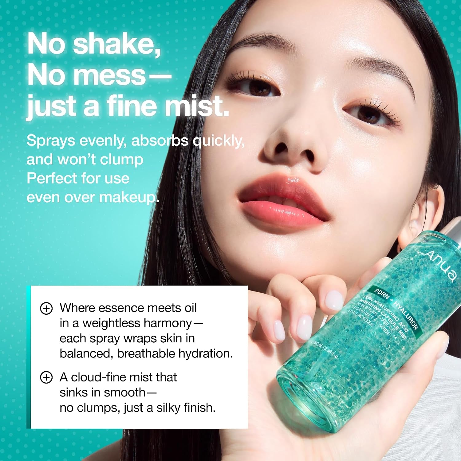 PDRN Collagen Glow Facial Serum Spray, Hydrating Face Mist, Hyaluronic Acid, Dewy Glass Finish, All Skin Types, Instant Plumping Hydration, Firming Care, Korean Skincare, 100Ml