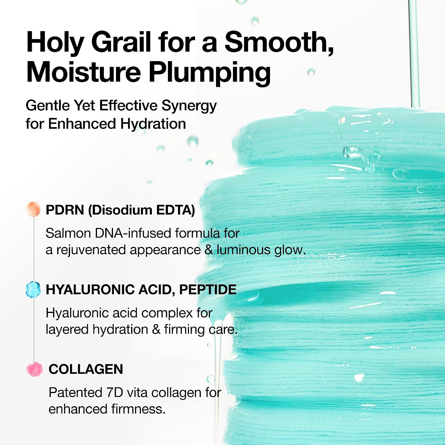 PDRN 100 Hyaluronic Acid Glow Pad, Hydrating Dual-Textured Toner Pads, Salmon DNA & Collagen Face Pads for Glass Skin Glow & Makeup Prep, Sensitive & Dry Skin, Korean Skincare, 180Ml, 60 Pads