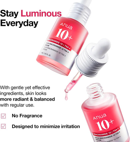 Niacinamide 10 + TXA 4 Serum, Dark Spot Care, Hyaluronic Acid, Tranexamic Acid, Lightweight & Hydrating All-In-One Daily Facial Serum for Glass Skin, Korean Skincare, 30Ml